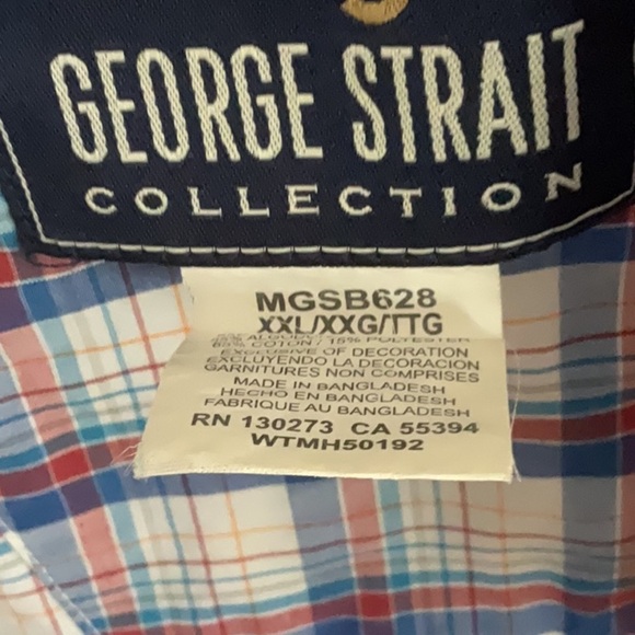 Wrangler Blue and White Plaid Casual Shirt George straight - Picture 3 of 5